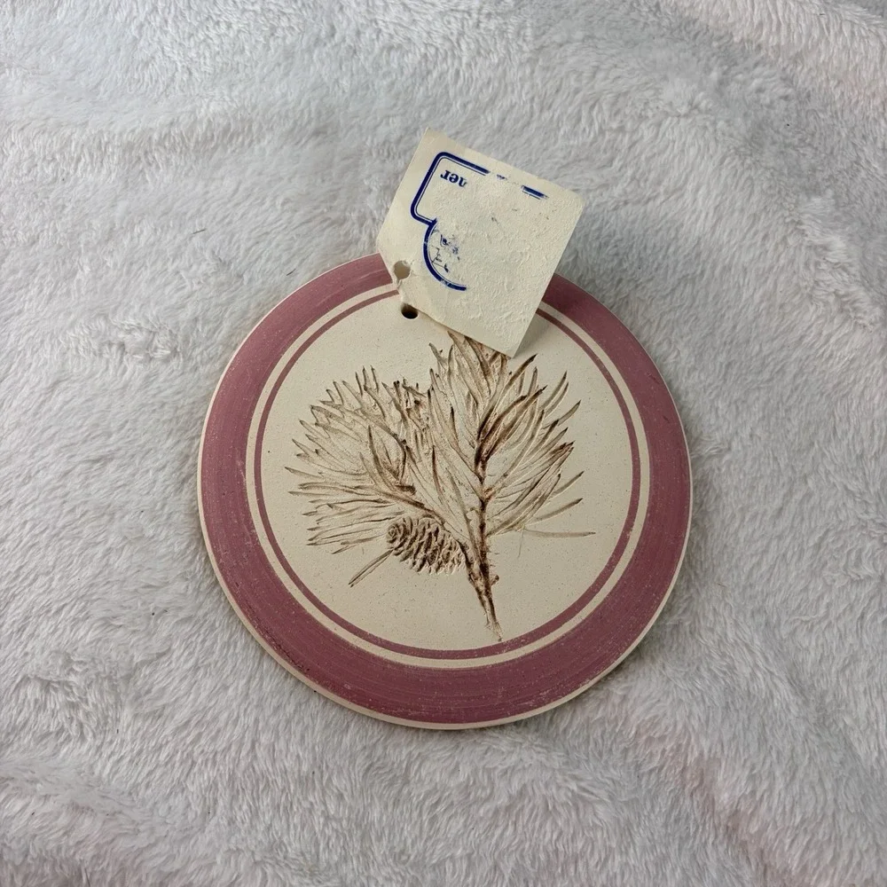 Vintage 90s Blue Moon Pottery Bun Warmer Ceramic Bread Warming Stone Rustic